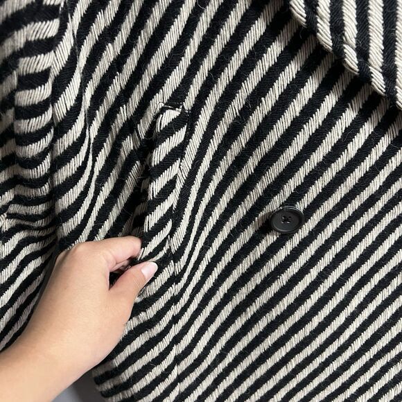 Scotch & Soda Women Stripe Wool Blend Peacoat 1 (Large) - Picture 3 of 9
